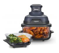 Ninja CRISPi Freidora de aire portátil, 3,8 l, 4 en 1, freír con aire, asar, mantener caliente y gratinar, diseño compacto, incluye 2 recipientes de vidrio extraíbles y tapas, 1700 W, gris, FN101EUGY