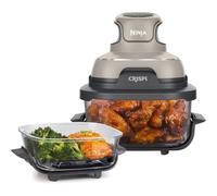 Ninja CRISPi Freidora de aire portátil, 3,8 l, 4 en 1, freír con aire, asar, mantener caliente y gratinar, compacta, incluye 2 recipientes de vidrio extraíbles y tapas, 1700 W, piedra, FN101EUST