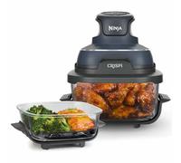 Ninja CRISPi Freidora de aire portátil, 3,8 l, 4 en 1, freír con aire, asar, mantener caliente y gratinar, diseño compacto, incluye 2 recipientes de vidrio extraíbles y tapas, 1700 W, gris, FN101EUGY