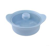 Freidora de aire para microondas con tapa de silicona al vapor, olla de sopa de silicona, adecuada para preparación saludable de comidas (caldera grande azul)
