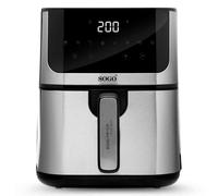 Freidora de aire - SOGO FREIDORA SIN ACEITE SOGO FRE-SS-10880 5L DIGITAL INOX C/PINZAS, 1400 W, 5 l, Gris / plata