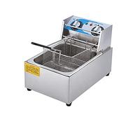 Freidora de cesta, freidora comercial de acero inoxidable con tanque simple o doble, para papas fritas, con cesta y tapa para restaurantes de comida rápida, con temporizador y termostato (individ