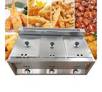 Freidora de gas comercial Freidora de gas GLP Calentador de alimentos for catering a gas Mesa de vapor Restaurante buffet Supermercados Comida rápida(18L 3Pots)