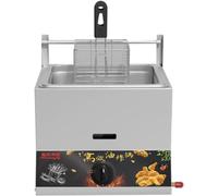 Freidora de gas comercial para encimera, cilindro individual/doble, freidora de GLP de acero inoxidable para el hogar y el comercio, potencia de fuego ajustable, con cestas y tapas, para patatas