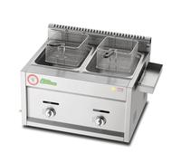 Freidora de gas, freidora de gas GLP de acero inoxidable de gran capacidad para uso doméstico y comercial, potencia de fuego ajustable, incluye cestas y tapas, fácil de limpiar para patatas fritas