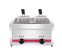 Freidora de gas, freidora de gas GLP de acero inoxidable de gran capacidad para uso doméstico y comercial, potencia de fuego ajustable, incluye cestas y tapas, fácil de limpiar para patatas fritas