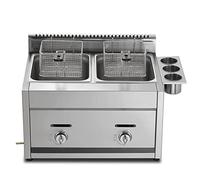 Freidora de gas profesional, freidora de gas 22L tanque de acero inoxidable con cuchara freidoras industriales fritadeira, Freidora De Acero Inoxidable Doble Tanque Con Calentamiento Rápido Para Us
