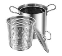 Freidora de grasa profunda con cesta, olla de freidora de patatas fritas de 3.5 L, freidora de acero inoxidable con mango de silicona antiquemaduras, olla de cocina para pasta, huevos duros, camarones