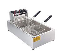Freidora De Grasa Profunda, Freidora Eléctrica Profesional De Encimera Eléctrica Profesional De 12L Freidora Eléctrica De Tanque Simple De Acero Inoxidable De Doble Tanque Profundo