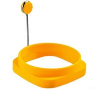 Freidora de huevos de silicona diseñada para resultados consistentes de huevos fritos con compatibilidad de doble forma y soporte de mango de acero inoxidable resistente al calor (amarillo)