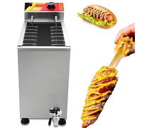 Freidora De Perritos Calientes, Eléctrica De Acero Inoxidable De 3000 W, 12 Ganchos, Perilla De Control De Temperatura Ajustable De 130 A 200 ℃, Ideal Para Camiones De Comida Y Puestos De Mercados No