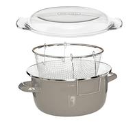 Freidora, de Premier Housewares, con tapa de pyrex, de 6 x 33 x 27 cm, para 5 l, en color negro Deep Fryer gris
