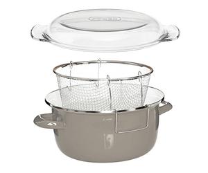 Freidora, de Premier Housewares, con tapa de pyrex, de 6 x 33 x 27 cm, para 5 l, en color negro Deep Fryer gris