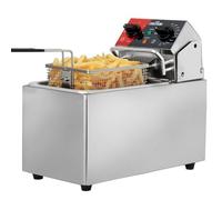 Freidora de sobremesa eléctrica CROSSON 4L con cabezal giratorio fácil de limpiar, temporizador de 30 minutos, depósito de aceite extraíble 304 SS con asa (depósito individual de 4L)