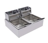 Freidora de un solo cilindro comercial, 2 cestas, 3,2 kW, 12,7 QT, acero inoxidable, para restaurantes y aperitivos