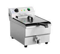 Royal Catering Freidora Eléctrica Para Hostelería 400 V (Volumen De 16 Litros, 6.000 Watt, Grifo De Vaciado, Zona Fría, 50-190 °C)