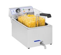 Royal Catering Freidora Electrica Profesional RCEF 15E (17 L, 3.000 W, Termostato, Rango de temperatura 60-200 °C, Grifo de vaciado, Acero inoxidable)