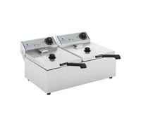 Royal Catering Freidora Industrial Profesional Rcef-10Dy-Eco (Doble con Doc Cestas 2 X 10 Litros, 2 X 2800 W, 230 V, Termostato, Acero Inoxidable)