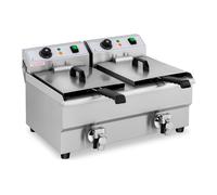 Royal Catering Freidora Eléctrica Doble Para Hostelería 2 x 10 Litros 230 V RCEF 10DB (2 x 3.000 W, Grifos De Vaciado, Temperatura: 50-200 °C)