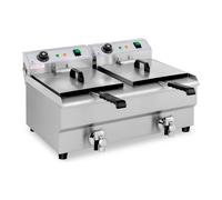 Freidora eléctrica - 2 x 13 L - grifo de vaciado - 230 V | Royal Catering