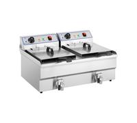 Freidora eléctrica - 2 x 16 litros - 12 000 W - 400 V - grifo de vaciado - Royal Catering