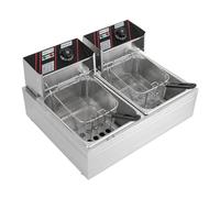 Freidora eléctrica, 5000 vatios, acero inoxidable, doble piso, 12 litros, freidora con cesta extraíble para cocina, restaurantes y restaurantes