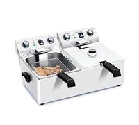 Freidora eléctrica Comercial con Cesta, Temperatura y Tiempo Ajustables para Pollo Frito, Papas Fritas y alitas, 230 V, 2800 W (2,65 galones) (10 l x 2 + Temporizador)