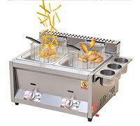 Freidora eléctrica comercial de 12 l con cesta de acero inoxidable y tapa superior con control inteligente de temperatura. Fácil de usar.