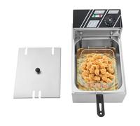 Freidora eléctrica comercial de acero inoxidable, 3000 W, 6 L, freidora profesional con cesta - Freidora (termostato de 60 - 200 °C, calentamiento rápido, grifo de drenaje, protección contra