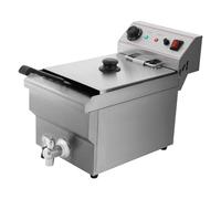 Freidora eléctrica comercial de acero inoxidable de 3000 W con cesta, 10 l, freidora de cocina grande con grifos, rango de temperatura: 60-200 °C