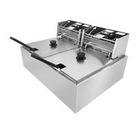Freidora Eléctrica Comercial De Acero Inoxidable De Doble Potencia For Encimera Con Cestas Extraíbles Y Tapa For Cocinas Restaurantes Y Usos Comerciales