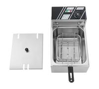 Freidora eléctrica comercial de acero inoxidable Gastro 6L Freidora profesional con cesta - 3000 W Freidora (termostato de 60 - 200 °C, calentamiento rápido, grifo de drenaje, protección contra