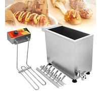 Freidora eléctrica comercial para perros de maíz de 25 litros, máquina para hacer perros de maíz de 3000 W, con perilla de control de temperatura y grifo de drenaje de aceite, 12 ganchos,