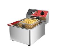 Freidora eléctrica CROSSON de 6 litros con depósito de aceite y asa extraíbles, cesta y tapa de malla de alambre sólido, freidoras de encimera comerciales ligeras - 230 V, 3000 W