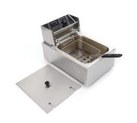 Freidora eléctrica de 2500 W, 6 L, profesional, de acero inoxidable, freidora de aceite, con tecnología de zona fría, 60 ~ 200 °C, con cesta y tapa
