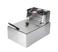Freidora Eléctrica de Acero Inoxidable, 2500 W, Con Cesta y Tapa, Profesional y Multifunción, 5,5 L, Comercial Para Patatas Fritas y Aperitivos