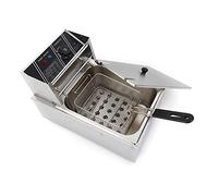 Freidora eléctrica de acero inoxidable, 6 L, 2500 W, cocina profesional, para zonas frías, ideal para patatas fritas, aros de cebolla, pollo, acero inoxidable, calentamiento rápido