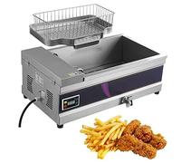 Freidora eléctrica de acero inoxidable con doble tanque individual, para freír papas fritas, 220-240 V, bandeja de aceite, freidora eléctrica de fácil limpieza