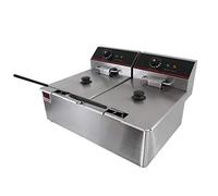 Freidora eléctrica de cilindro simple o doble con control de temperatura, antideslizante, fácil de limpiar, de acero inoxidable (6L)