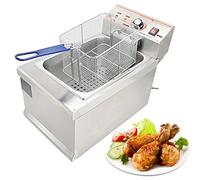 Freidora eléctrica de encimera con cesta sólida de fácil montaje, comercial de acero inoxidable, para cocina, restaurante, temperatura ajustable para cocinar papas fritas, pollo (color: 20 l