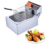 Freidora eléctrica de encimera con cesta sólida de fácil montaje, comercial de acero inoxidable, para cocina, restaurante, temperatura ajustable para cocinar papas fritas, pollo (color: 20 l