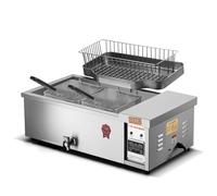 Freidora eléctrica pequeña comercial de 25L, horno patatas fritas, freidora multifunción for buñuelos pollo frito Fácil de limpiar