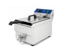 Freidora eléctrica profesional de 10 L - 3600 W - Válvula de drenaje - Acero inoxidable - Termostato 50-200 °C