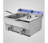 Freidora eléctrica - 2 x 13 L - grifo de vaciado - 230 V | Royal Catering