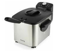 H.Koenig DFX500 Freidora Electrica, Capacidad 3 Litros, Filtro Absorbente Olores, 2200 W, Temperatura Regulable hasta 190 °C, Termostato, Tamaño Compacto, Acero Inoxidable