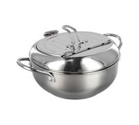 Freidora innovadora freidora de acero inoxidable que incluye una tapa desmontable, estante de drenaje de aceite y termómetro integrado para resultados perfectos (201 + 20 cm)