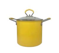 Freidora pequeña de 3L con fondo profundo, freidoras mini con mango de silicona anti quemaduras, recipiente para grasa de tocino con colador para almacenar grasa de fritura y cocina yellow