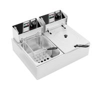 Freidora profesional con 2 cestas de 6 litros, 5000 W, freidora eléctrica de doble tanque, freidora doble, de acero inoxidable, freidora de doble tanque para cocina de restaurante