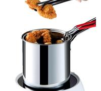 Freidora profunda - Mini olla freidora de acero inoxidable con tapa, sartén de calidad alimentaria | Olla para freír con cesta coladora y asa para cocinar al aire libre y preparar cerveza casera