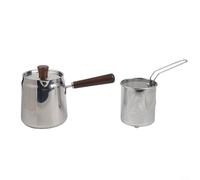 Freidora resistente al calor con construcción de acero inoxidable 304 y cesta de drenaje de flujo suave con mango de nogal para uso en interiores y cocinas (A-3)